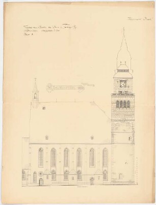 Freiberger Dom: Blatt 8: Ansicht Nordseite, Masstab 1:100