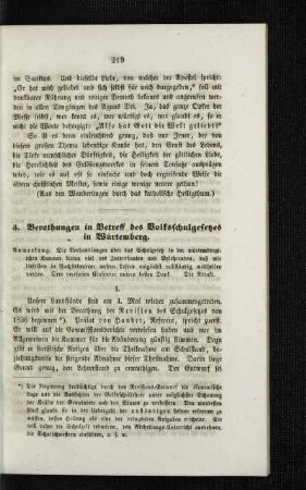 Berathungen in Betreff des Volksschulgesetzes in Würtemberg