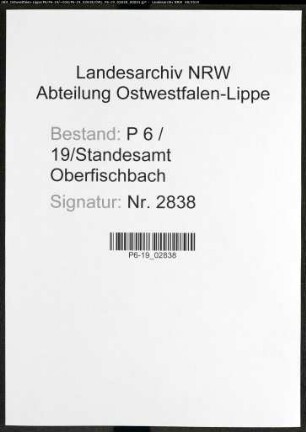 Sterberegister Standesamt Oberfischbach