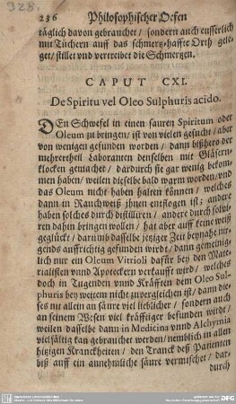 CAPUT CXI. De Spiritu vel Oleo Sulphuris acido.