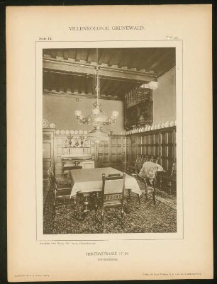 Villa Herthastraße, Berlin-Grunewald: Ansicht Speisezimmer (aus: Die Villenkolonie Grunewald, hrsg. von Egon Hessling, Berlin 1903)