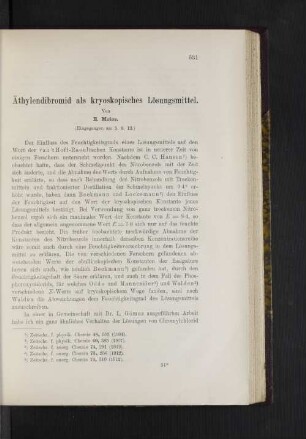 Äthylendibromid als kryoskopisches Lösungsmittel