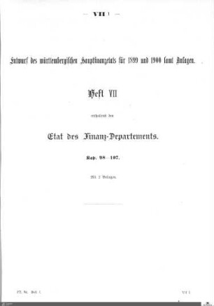 Hauptfinanzetat 1899-1900, Heft 7
