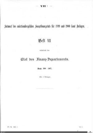 Hauptfinanzetat 1899-1900, Heft 7