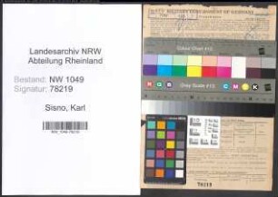 Entnazifizierung Karl Sisno , geb. 02.12.1899 (Kaufmaennischer Direktor)