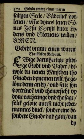 Gebedt umme einen waren Christliken Gelouen.