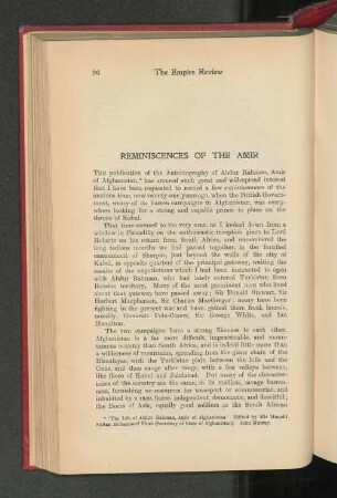 Reminiscences of the Amir.
