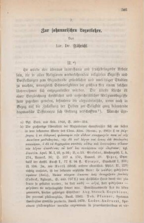 503-509 Zur johanneischen Logoslehre