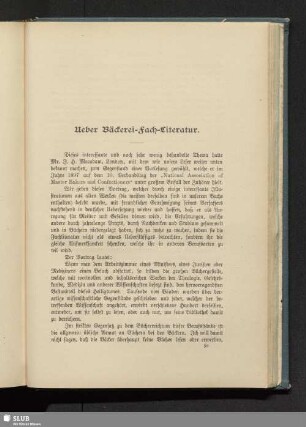 Ueber Bäckerei-Fach-Literatur