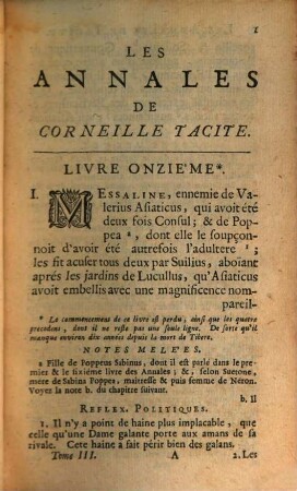 Tacite : Avec Des Notes Politiques Et Historiques, 3