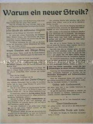 Antisemitisches und antikommunistisches Flugblatt mit Ausführungen über die angeblichen Folgen eines Arbeiterstreikes