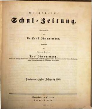 Allgemeine Schulzeitung. 42. 1865