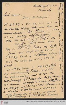 Briefe von Morris Jastrow an Carl Bezold: Karte von Morris Jastrow an Carl Bezold