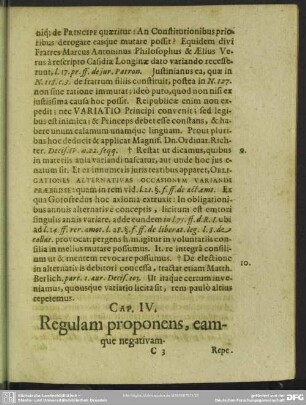Cap. IV. Regulam proponens, eamque negativam
