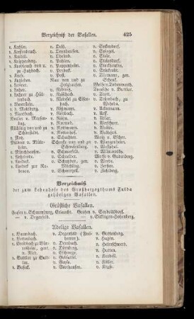 Verzeichnis der zum Lehenhofe des Großherzogthums Fulda gehoerigen Vasallen.