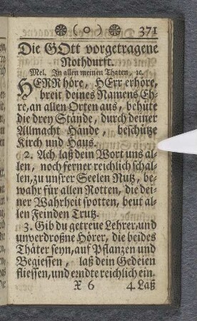 Die GOtt vorgetragene Nothdurft.