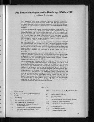 Das Bruttoinlandsprodukt in Hamburg 1960 bis 1971 : revidierte Ergebnisse