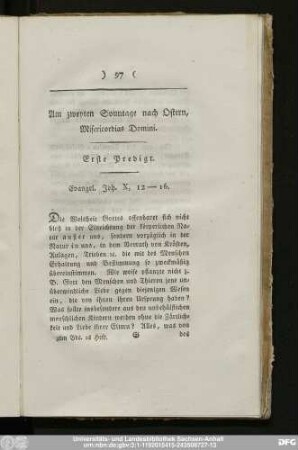 Am zweyten Sonntage nach Ostern, Misericordias Domini.