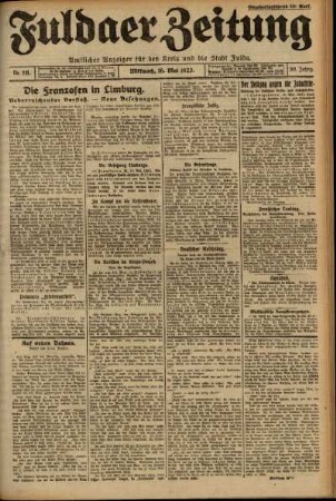 Ausgabe vom Mittwoch, den 16. Mai 1923.