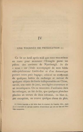 IV. Une tournée de prédication
