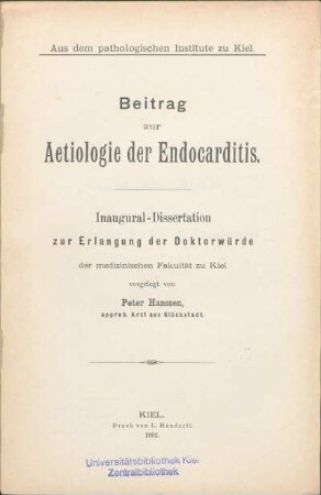 Beitrag zur Aetiologie der Endocarditis