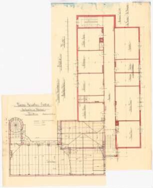 Vinzenz-Waisenhaus (mit Stallgebäude), Dortmund: Grundriss Dachgeschoss 1:50 (Blatt 6), Wäschereiflügel angefügt (Blatt 18)