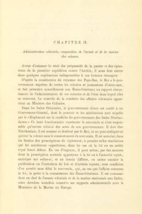 Chapitre II. Administration coloniale; composition de l'armée et de la marine des colonies