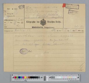 Telegramm an Richard Dehmel