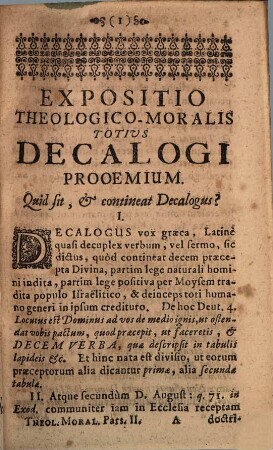Theologiae Moralis Svper Decalogum Seu Decem Dei Praecepta Tractatus ..., 2. In I. Praeceptum De Fide, Spe, Charitate, Religione, & Peccatis oppositis
