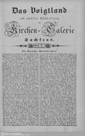 Die Parochie Waldkirchen, Die Parochie Langenbach (Beschluß), Die Kirche zu Oelsnitz : 7. Lieferung