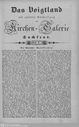 Die Parochie Waldkirchen, Die Parochie Langenbach (Beschluß), Die Kirche zu Oelsnitz : 7. Lieferung