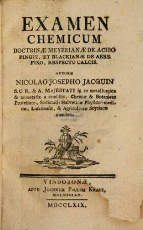 Examen Chemicum Doctrinae Meyerianae De Acido Pingui, Et Blackianae De Aere Fixo, Respectu Calcis