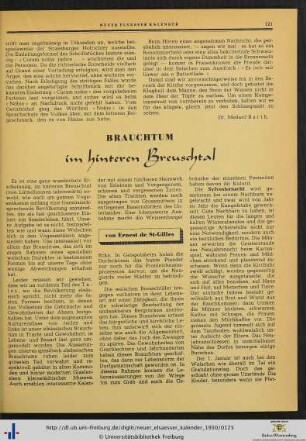 Brauchtum im hinteren Breuschtal.