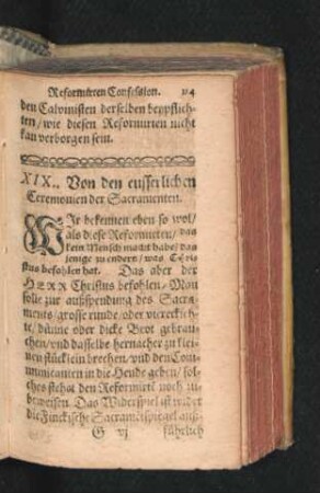 XIX. Von den eusserlichen Ceremonien der Sacramenten.