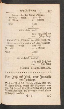 Von Zinß auf Zinß, oder Interesse von Interesse