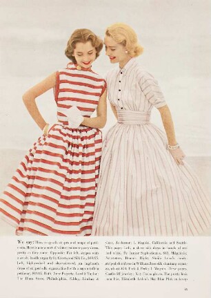 Modeaufnahme, Modelle Eunice Sherman und June Cross, Tearsheet (Mademoiselle)