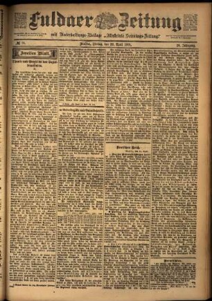Zweite Ausgabe vom Freitag, den 26. April 1901.