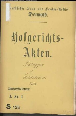 Schlepper, Amtsverwalter gegen Joh. Balthasar Hildebrand - Erbschaft