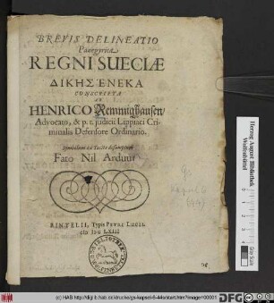 Brevis Delineatio Panegyrica Regni Sueciae
