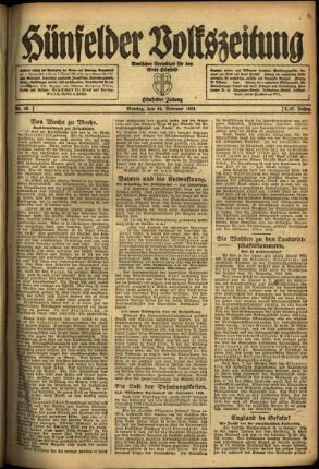 Ausgabe vom Montag, den 14. Februar 1921.