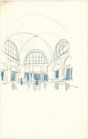 Pfann, Paul; München - Theresienhöhe; Ausstellung München 1908 - Innenraum (Perspektive)