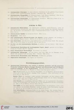 Arbeiten in Holz und Einrichtungsgegenstände (Nr. 280-284)