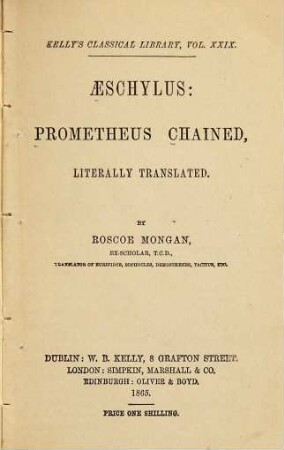 Prometheus chained : literally translated