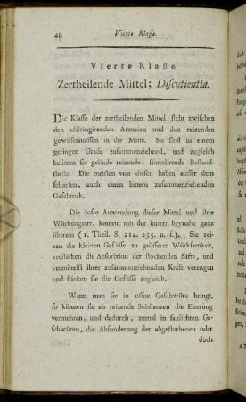 Vierte Klasse. Zertheilende Mittel; Discutientia.