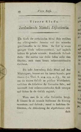 Vierte Klasse. Zertheilende Mittel; Discutientia.
