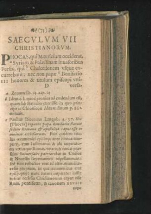 Saeculum VII Christianorum.