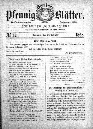 No. 52, Sonnabend, den 26. December