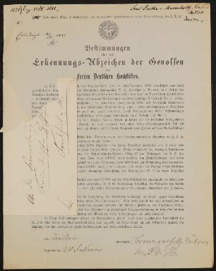Bestimmungen über das Erkennungs-Abzeichen der Genossen des Freien Deutschen Hochstifts - Bertha von Marenholtz-Bülow