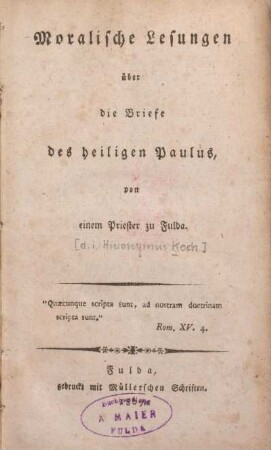 Moralische Lesungen über die Briefe des heiligen Paulus