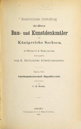 Beschreibende Darstellung der älteren Bau- und Kunstdenkmäler des Königreichs Sachsen. 2, Amtshauptmannschaft Dippoldiswalde